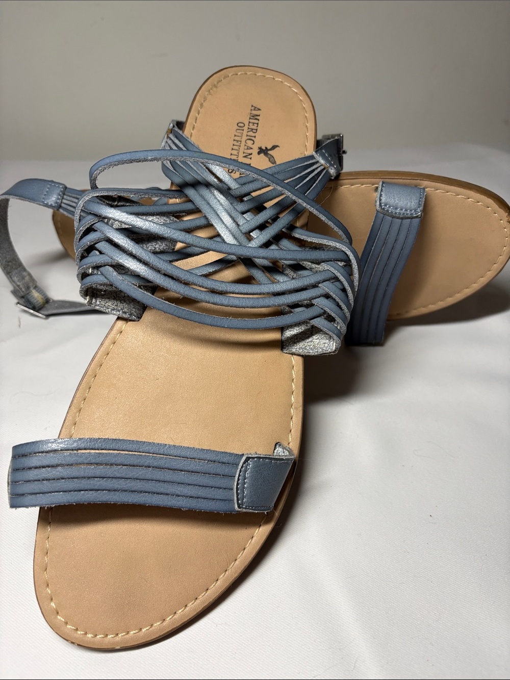 American Eagle Blue Leather Sandals Size 10